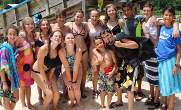 group of boys and girls at beach